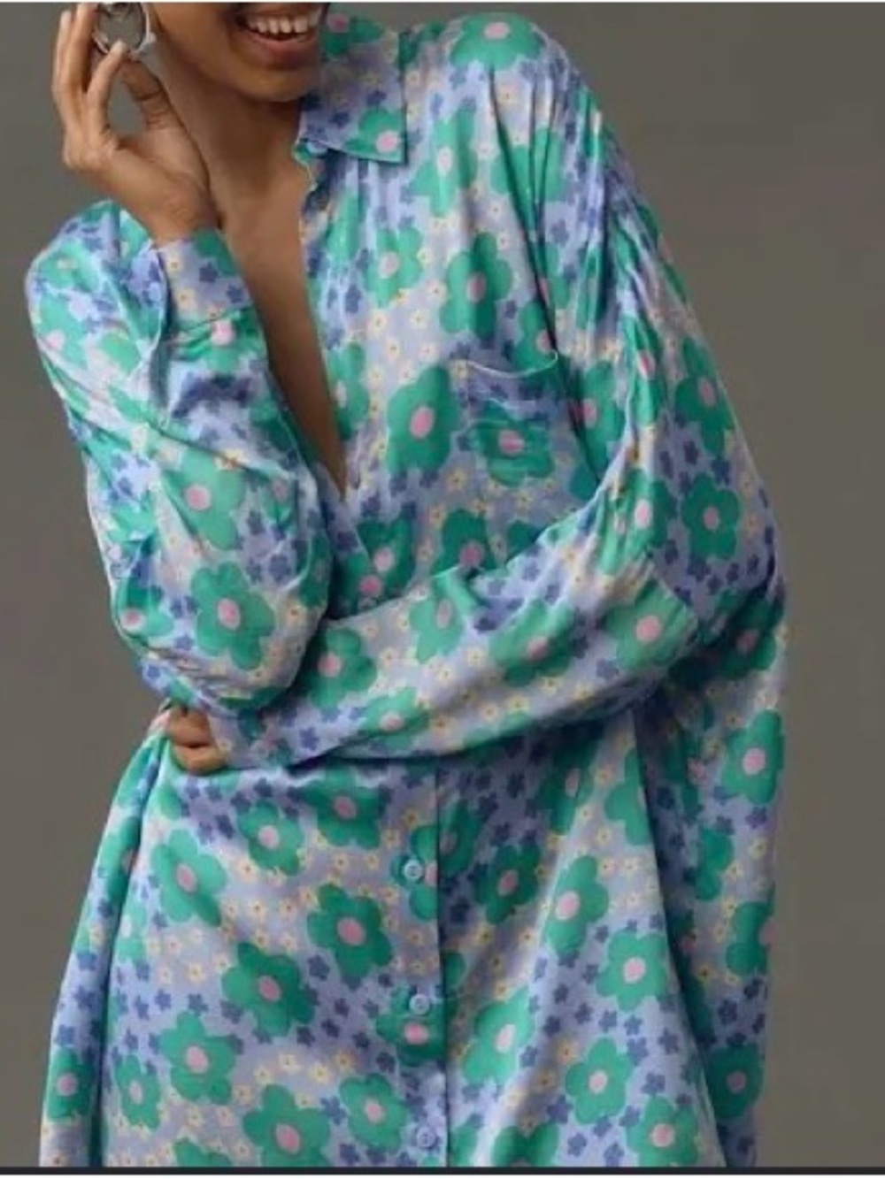 Anthropologie - Corey Lynn Calter long sleeve button down multi colored dress